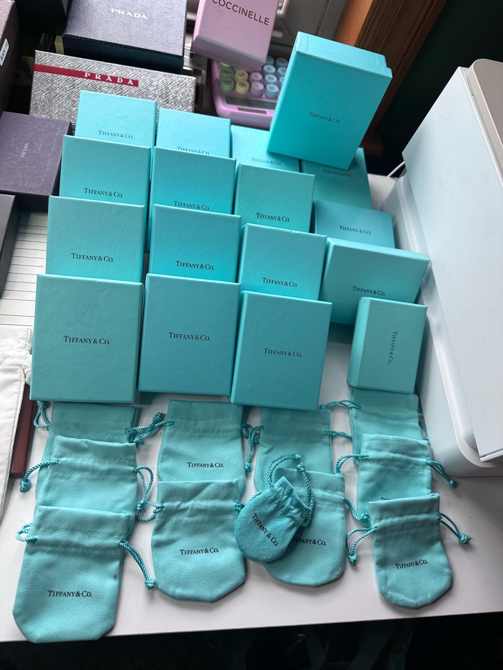 Tiffany & Co. Turquoise Blue Bracelet Boxes and Pouches Set